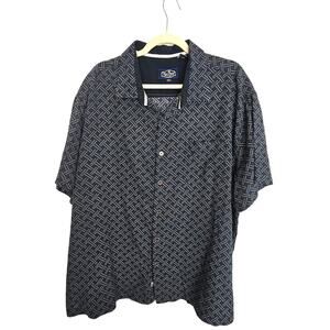 Nat Nast Mens Silk Cotton Shirt Geometric Coastal Travel Vacation Button Sz XXL